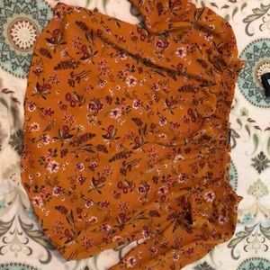 Off the shoulder mustard top